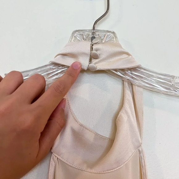 LNA Silk Blend Cream Halter Open Back Formal Classic Satin Maxi Dress Medium - Picture 6 of 12